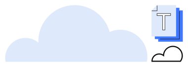 Üstü dijital olarak katmanlanmış büyük mavi bulut ve küçük çizgili bulut. Teknoloji, bulut depolama, veri yönetimi, çevrimiçi dosya paylaşımı, dijital araçlar, uygulama UI için ideal