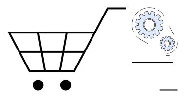 Vitesli alışveriş arabası ikonu e-ticareti, sistem optimizasyonunu ve otomasyonu simgeliyor. Çevrimiçi alışveriş, tedarik zinciri, iş akışı verimliliği, dijital araçlar, pazar stratejisi, lojistik için ideal