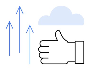 El işaretleri, yükselen üç ok ve bulut onayı, başarıyı, gelişmeyi, yeniliği, bulut hesaplamasını, iyimserliği ve ilerlemeyi simgeliyor. İş teknolojisi motivasyonu için ideal