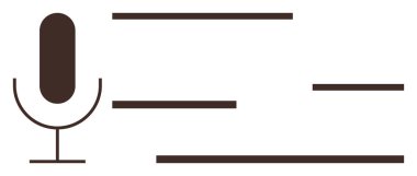 Paralel ses dalgaları olan minimalist mikrofon sesi, sesi ve iletişimi sembolize ediyor. Ses düzenleme, podcast, müzik üretimi, yayın, iletişim, ses için ideal