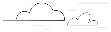 Yatay rüzgar çizgilerine sahip iki basit bulut çizgisi havayı, doğayı, kolaylığı ve minimalizmi çağrıştırıyor. Bulut hesaplama, çevre, teknoloji, özgürlük, basitlik atmosferi ve nötr için ideal