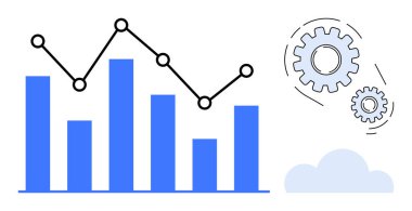 Çizgi grafik çizelgesine işlevselliği gösteren dişliler ve depolamayı gösteren bulut sembolü eklenmiştir. Analiz, bulut hesaplama, takım çalışması, iş akışı, üretkenlik ve ilerleme için ideal