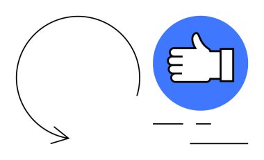 Dairesel okun mavi bir daireye karşı baş parmağına dönüşmesi, geri bildirimi, onayı, olumlu döngüyü, ilerlemeyi, basitliği, iletişimi sembolize eder. İş ve iş akışı eğitimi için ideal