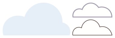 Üç bulut şekli vardır: Dolu bir açık mavi, gri çizgili ve siyah çizgili bir stil. Hava durumu, teknoloji, veri depolama, yaratıcılık, rüya görme, minimal sanat düz metaforu için ideal