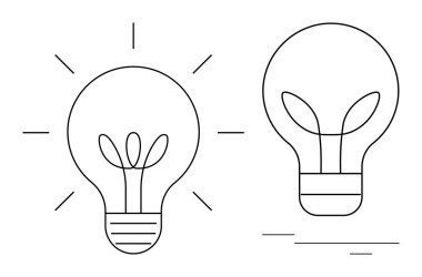 İki ampul, bir yayılan ışık, yenilenebilir enerji, büyüme ve ekolojik bilinç fikirlerini somutlaştırır. Sürdürülebilirlik, yeşil teknoloji, yenilik, enerji verimliliği yaratıcılık büyümesi için idealdir.
