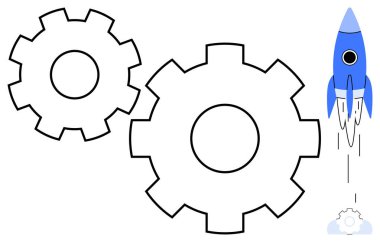 Mavi roket birbirine kenetlenmiş iki vites biçiminde patlıyor. Takım çalışmasını, optimizasyonu ve yeniliği temsil ediyor. Girişimler, mühendislik, teknoloji, iş büyümesi, işbirliği ve strateji için ideal