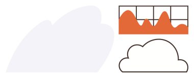 Analitiği, veri eğilimlerini ve depolamayı gösteren istatistiksel tabloya sahip bulut. Bulut hesaplama, veri analizi, teknoloji, yenilik, dijital dönüşüm, iş büyümesi için ideal