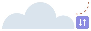 Okları yükleyen ve kesikli bağlantı hattı olan bir bulut. Teknoloji, veri transferi, bulut hizmetleri, bağlantı, dijital iletişim, depolama, internet kavramları için ideal. Basit düz metafor