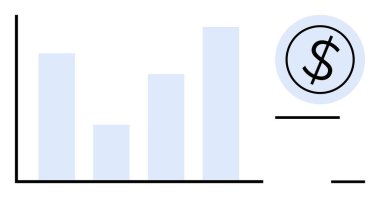 Gelir ve karı simgeleyen bir dolar para ile gelişmeyi ve finansal büyümeyi gösteren bar grafiği. Finans, iş, ekonomi, istatistik, yatırım, planlama, pazarlama için ideal. Basit düz