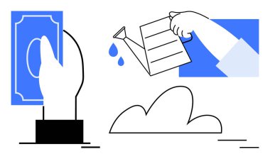 Parayla ve filizlenen bitki fikrine akan başka bir suyla yatırım, finansal bakımı temsil ediyor. Finans, büyüme, sürdürülebilirlik, kaynak yönetimi, girişimler ve finansman için ideal