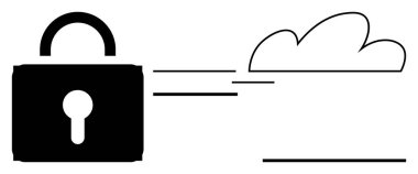 Bulut temsil eden asma kilit sembolü, bulut deposunda güvenli veri ve mahremiyet öneriyor. Siber güvenlik, bulut bilgisayarı, gizlilik, şifreleme, teknoloji, güvenli dosya paylaşımı için ideal