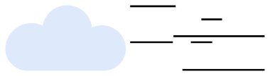 Yatay çizgileri olan stilize bulut, bağlantıyı, veri transferini, minimalizmi, yeniliği, teknolojiyi sembolize ediyor. Teknoloji platformları, bulut depolama, veri analiz siteleri uygulamaları ve yenilikler için ideal