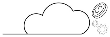 Para ve vitesli bulutlar mali yatırımı, otomasyonu ve teknoloji entegrasyonunu sembolize ediyor. Finans, bulut hesaplama, otomasyon, teknolojik yenilik, girişimler ve yazılım için ideal