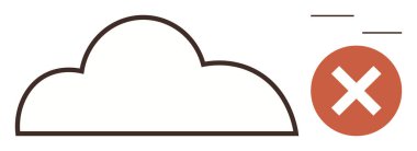 Bulut ana hatları turuncu çember ve kalın beyaz haç ile sınırlama ya da erişimde kısıtlama anlamına geliyor, bulut servis sorunları, veri güvenliği veya engellenmiş kaynakları ima ediyor. Teknoloji için ideal