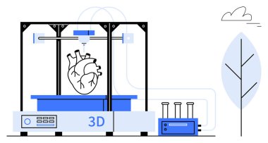 Gelişmiş 3D yazıcı insan kalbi üretiyor, tıp ve teknolojide yenilik sergiliyor. Sağlık, biyoteknoloji, araştırma, eğitim, mühendislik, laboratuvarlar, basit iniş sayfası için ideal