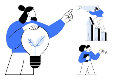 Fikir ve strateji üzerinde işbirliği yapan bireyler, verileri analiz eden, bar grafiklerini ölçeklendiren, yeniliği kucaklayan bireyler. Takım çalışması, yaratıcılık, liderlik, iş büyümesi, analiz hedefleri için ideal basit düz