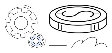 Para biriminin yanında vites değiştirme, akış çizgileri, bulut elementi. Finans, yenilik, büyüme, ekonomi, strateji yatırım teknolojisi için idealdir. Basit düz metafor