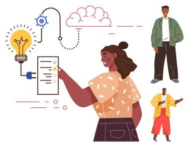 Çeşitli takımlar yaratıcı çözümler üretiyor, görevleri ampul metaforuyla fikirlere bağlıyorlar. Takım çalışması, yenilik, yaratıcılık, planlama, problem çözme, üretkenlik, işbirliği için ideal