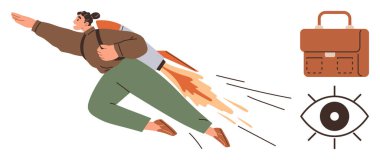 Sırt roketi taşıyan kişi hırs ve büyümeyi simgeliyor. Bunun yanında, bir evrak çantası kariyer odaklanma ve bir göz de görme duyusunu simgeler. Başarı, yenilik, ilham, liderlik, amaç için ideal