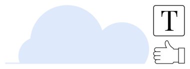 Düzenlenebilir metin özelliği olan mavi bulut tasarımı ve el hareketi. Teknoloji, onay süreci, veri depolama, takım çalışması, iletişim, bulut hizmetleri, basit iniş sayfası için ideal