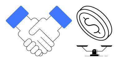 El sıkışma anlaşmayı sembolize eder, maddi değeri simgeler, eşitliği temsil eden denge ölçeği. Ortaklık, finans, müzakere, güven, eşitlik ticaret işbirliği için idealdir. Basit düz