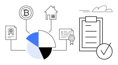 Turta şeması kripto para birimine, mülkiyete, belgelere ve sertifikalara bağlanıyor, varlık yönetimi, mali planlama, engelleme zinciri, yatırım uygunluğu ve doğrulama vurgulanıyor. İdeal