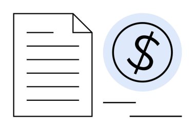 Finansal kayıtları, işlemleri ya da anlaşmaları sembolize eden büyük bir dolar işaretinin yanındaki metin satırları. Finans, bankacılık, muhasebe, iş, bütçe, ödeme için ideal