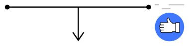Mavi başparmak ikonu, düz çizgi ve aşağı doğru ok ile onay konsepti. Karar akışı, geri bildirim, kullanıcı deneyimi, onay süreci, kullanılabilirlik, rehberlik ve basit iniş sayfası için ideal