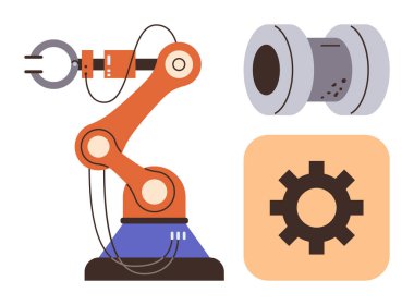 Robot kol tutma mekanizması, endüstriyel teçhizat ve otomasyon, endüstri, robotik, imalat, mühendislik, makine ve teknolojik yeniliği temsil eden makine elemanı. İdeal