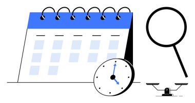 Saat, büyüteç ve denge ölçeği ile eşleştirilen takvim zaman izleme, planlama, öncelik sıralaması, iş hayatı dengesi, organizasyon, verimlilik ve hedef belirleme anlamına gelir. İdeal