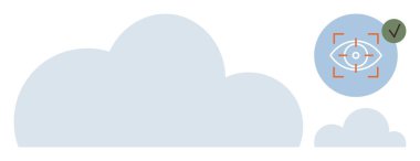 Daha küçük bulut ve gözle odaklanmış büyük bulutların soyut ikonu doğruluğu kontrol ediliyor. Bulut hesaplama, güvenlik, veri analizi, depolama, izleme ve teknoloji minimalizmi için ideal. Basit.