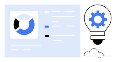 Turta grafiği ve veri göstergesi ampul teçhizatıyla eşleştirildi. Analiz, yenilik, teknoloji, strateji, fikirler, süreç ve verimlilik için ideal. Basit düz metafor