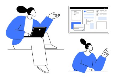 Profesyoneller, birinin dizüstü bilgisayar, diğerinin dijital torpido gözünde yaptığı jestleri tartışırken etkileşim halindedirler. Yaratıcılık, iletişim, takım çalışması, eğitim, planlama, iş büyümesi için ideal