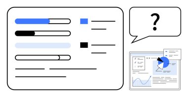 Grafikleri ve pasta grafiği olan bir gösterge panelinin yakınındaki işlem çubukları, kontrol listesi ve grafik ögeleri. Çalışma akışı, üretkenlik genel görünümü, analitik, planlama, proje yönetimi için ideal, asgari tasarım