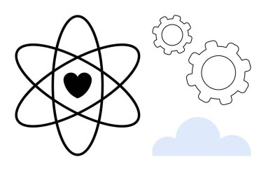 Atomik yapının içindeki kalp, işbirliğini sembolize eder ve bulut sinerjisini, fikirleri, teknolojiyi, iletişimi, bilimi, aşkı ve buluşu vurgular. Yenilik ya da basit iniş için ideal