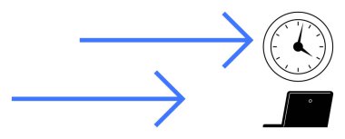 Zaman yönetimi, iş akışı, verimlilik, planlama ve teslim tarihlerini sembolize eden mavi oklar. İş, proje yönetimi, dakiklik görev öncelikleri için ideal