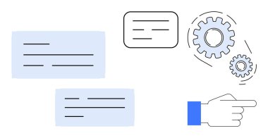 Vites gösterme süreci, iletişimi gösteren mesaj kutuları ve işaret eden bir odak noktası. Takım çalışması, işbirliği, talimat, süreç, yönlendirme etkileşimi için ideal. Basit.