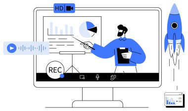 Profesyonel bir sunum yapmak, canlı kayıt araçlarıyla ekrandaki veri grafiklerini referans vermek. Uzak çalışma, çevrimiçi eğitim, iş, girişimler, web siteleri, özel dersler için ideal