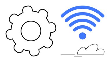 Kablosuz sinyalin yanında küçük bir bulut, teknolojiyi, yeniliği, kablosuz iletişimi sembolize ediyor. Ağ oluşturma, yazılım, bulut çözümleri, teknolojik gelişim, sistem entegrasyonu için ideal