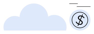 Çevresinde dolar işareti olan mavi bulut simgesi finans, bulut hesaplama ve maliyet yönetimi temaları vurgulanıyor. Teknoloji, ekonomi, iş stratejisi, veri yönetimi için ideal, SaaS
