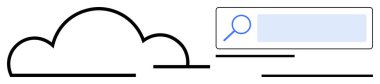 Büyüteç simgesini gösteren bir arama çubuğu olan bulut çizgisi. Teknoloji, internet, veri yönetimi, bulut hesaplama, arama araçları, yenilik ve basit bir iniş sayfası için ideal