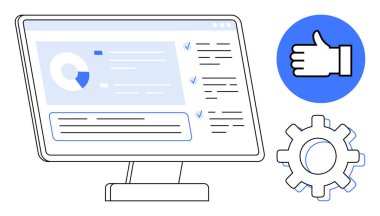 Analiz çizelgesi, kontrol listesi ve görev notlarını gösteren bilgisayar ekranı. Teçhizat kişiselleştirmeyi temsil ediyor ve onaylama da onay anlamına geliyor. Analiz, üretkenlik, iş akışı, optimizasyon için ideal