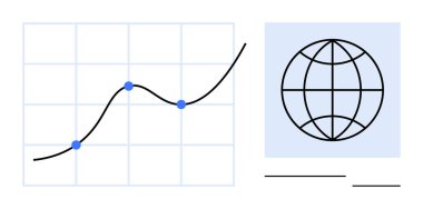 Izgaradaki yükselen çizgi grafiği, küresel bir sembolle eşleştirilmiş, büyüme, analitik, küreselleşme, bağlantı, strateji, ilerleme ve iş başarısını temsil eden basit düz metafor