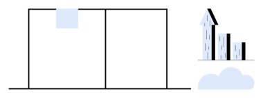 Bina planı, dikey yapıları olan mimari taslak ve şehir manzarası. Mimarlık, tasarım, kentsel planlama, gayrimenkul, eğitim, inşaat için ideal