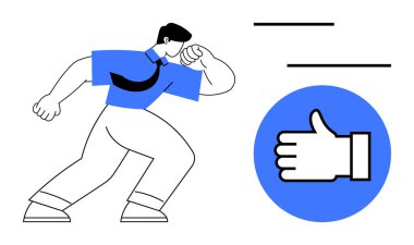 Kendine güvenen profesyonel adımlar, iyi niyetli bir ikonun yanında motivasyonu vurgulamak. Başarı, güven, onay, başarı, hedef belirleme, takım çalışması, basit iniş sayfası için ideal