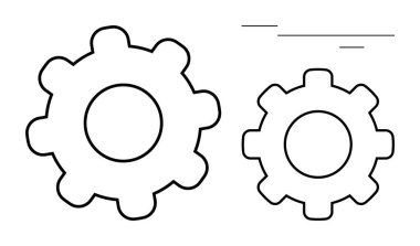 İşbirliği, makine işlemleri, mühendislik, verimlilik, mekanik sistemler, takım çalışması ve verimliliği simgeleyen iki farklı boyutta birbirine bağlı vites. Yenilik ve ilerleme süreci için ideal
