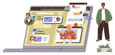 Bilgisayar ekranını video çağrıları, veri grafikleri, bildirimler ve yakınlardaki avatarlarla aç. Uzak çalışma, takım çalışması, dijital iletişim, çevrimiçi öğrenme, üretkenlik için ideal