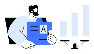 Yapboz parçasını baro çizelgesinin yanında tutan adam analizi, dengeyi ve karar verme mekanizmasını temsil ediyor. Takım çalışması, strateji, organizasyonel beceriler, karar, planlama eğitimi için ideal