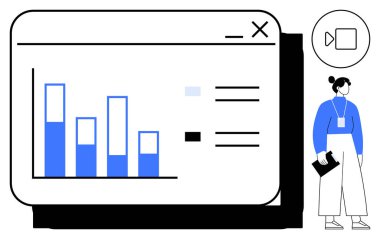 Bir klasör tutan profesyonel bir bar çizelgesi arayüzü, analizi, takım çalışmasını, video çağrı işbirliğini temsil ediyor. İş, analitik, sanal takım çalışması, veri paylaşımı ve çevrimiçi uzaktan çalışma için ideal