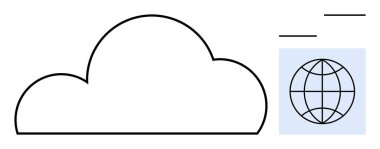 Dijital depolamayı, küresel verileri ve ağ oluşturmayı sembolize eden dünya şebekesinin yanındaki bulut anahatları. Teknoloji, veri paylaşımı, internet, bulut depolama, küreselleşme, basit düz metafor için ideal